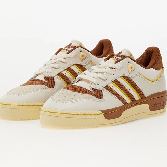 ADIDAS Rivalry Low 86 Leather Chalk White/Wild Brown/Hazy Yellow M6.5/W 8.5 - Picture 2 of 9